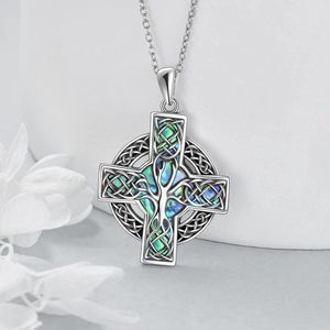 YFN Celtic Cross Sterling Silver Celtic Knot Pendant Necklace